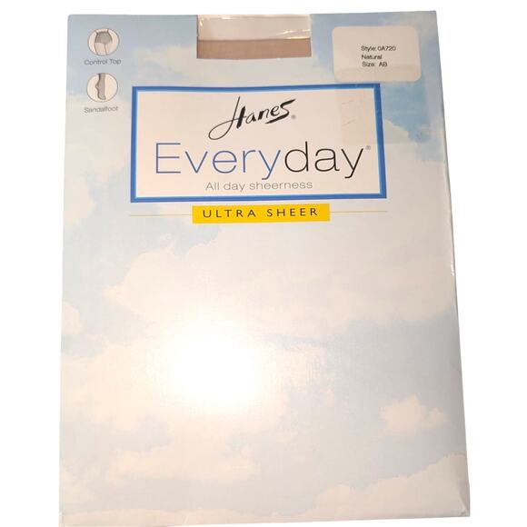 NWT Womens Hanes Everyday Sandalfoot Control Top Panty Hose Natural Small (AB) - Picture 1 of 4